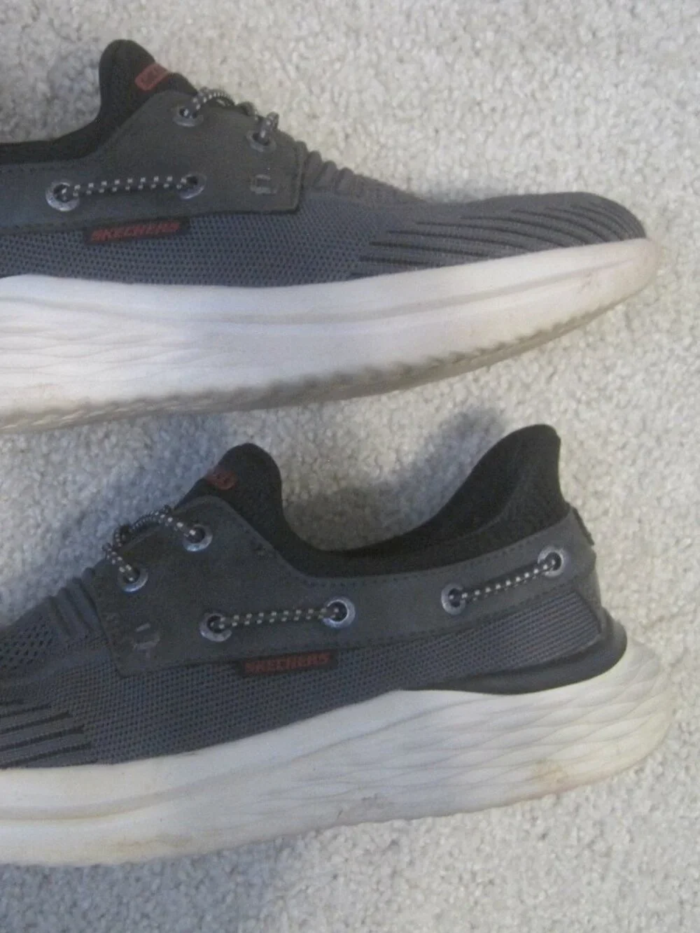 SKECHERS MEN'S LAWSON SLIP-INS CHARCOAL GRAY SNEAKER BOAT SHOES 8.5 $89.99